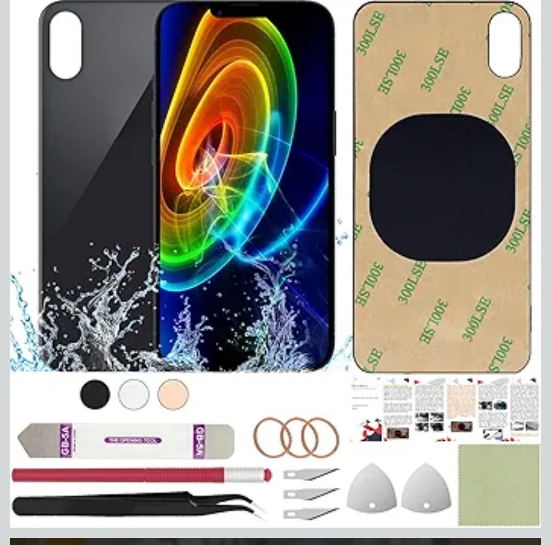 ReuWeu Rear Back Cover Glass Replacement Compatible with iPhone Xs Max 6.5" + Professional Tools (Space Gray)