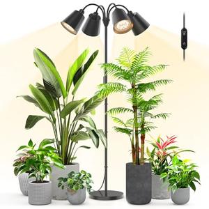 Bstrip Grow Lights for Indoor Plants, Non-Dimmable 4 Head Plant Light Stand with Flexible Gooseneck, 3800K Full Spectrum Light for Plants Growing, 59" Standing Grow Light with Timer