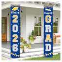 Graduation Decorations 2026 GRAD Banner Blue Porch Door Sign Welcome Banner For Indoor Outdoor Wall Graduation Decorations Class of 2026