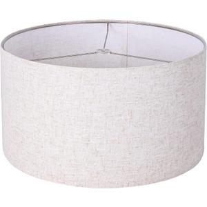 Wellmet Self-assembly Lampshade, Linen, 18" Top x18" Bottom x12" High, Drum Lampshade for Table Lamp, Bedside Lamp, Floor Lamp, Fabric Replacement Lamp Shade Classic Modern Style, Spider Fitter, 18x18x12