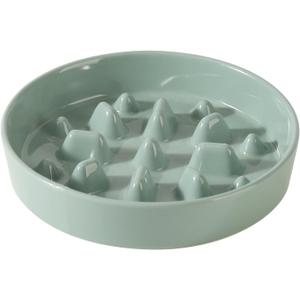Ceramic 1.6 Cup Dog Bowl Slow Feeder, 8.2 inch Slow Pet Food Dish for Medium and Large Dog, Stop Bloat, Preventing Choking(Single Bowl, Light Green)