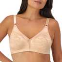 Bali Women's Double Support Wireless, Lace Bra with Stay-in-Place Straps, Full-Coverage (36D, Soft Taupe)