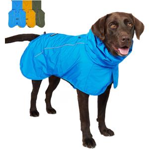 Tuff Pupper Waterproof Dog Raincoat | Full-Body Windproof Rain Jacket for Dogs | Reflective Strips | Breathable Mesh Lining | Adjustable Fit | Leash Port | Small Medium Large XL XXL Dogs, Blue, XL, 60-80 Lbs