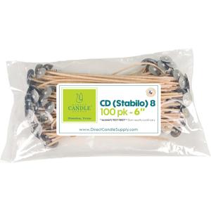 Candle Wicks for Candle Making | 6 inch Stabilo CD 8 Wicks | 100pcs of Cotton Wicks for Candles and Candle Making Supplies, White