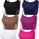 SATINIOR 6 Pack Women Crop Tops Cropped Tank Top Bundle Sleeveless Spaghetti Strap for Sports Yoga (Large, Purple, Rose Red, Navy Blue, Black, Coffee, White)