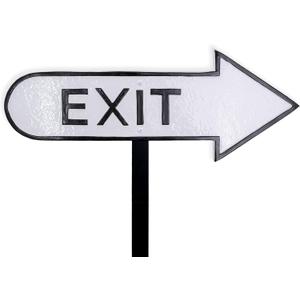 6" x 15.5" Right Arrow Exit Statement Plaque Sign with Lawn Stake - White/Black