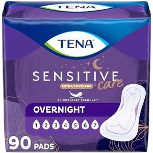 TENA Sensitive Care Incontinence Pads, Bladder Control, Postpartum for Women, Overnight Absorbency, Extra Coverage, 90 Count