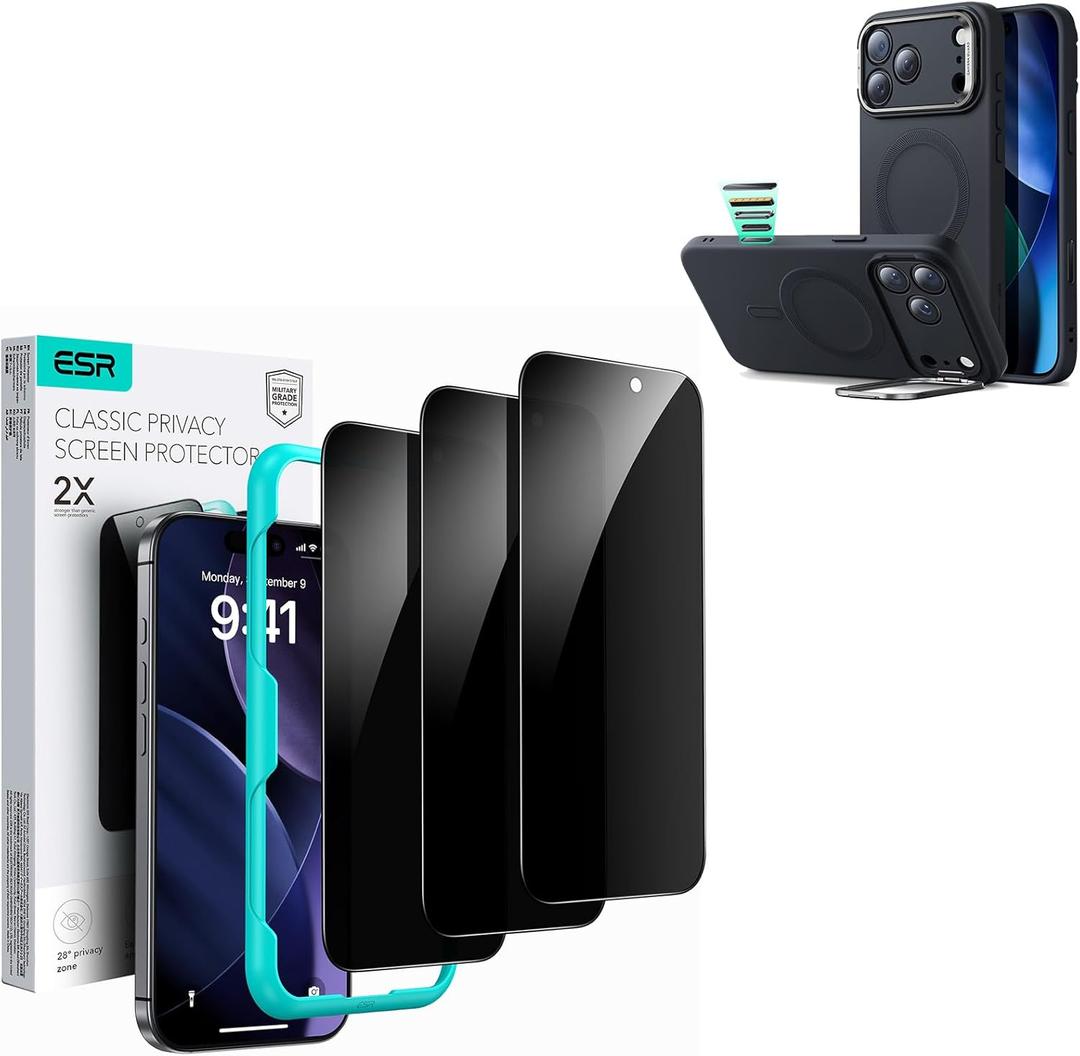 ESR Silicone Case for iPhone 17 Pro Max 3 Pack for iPhone 17 Pro Max Privacy Screen Protector