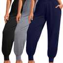 3 Pack Women Plus Size Yoga Joggers Lounge Sweatpants Lightweight Casual Jogger Running Workout Pant with Pockets (XXL)