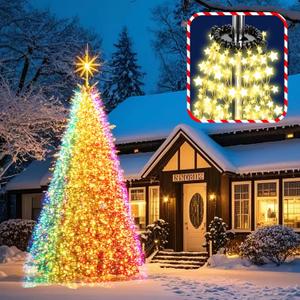 Lingvee Creative Flagpole Set Include 25 ft Versatile Sectional Flagpole with Mega Topper Light Hook a Topper Decoration and Storage Bag for Outdoor Christmas Trees Display