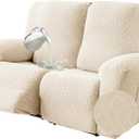 Gennia Waterproof Recliner Loveseat Cover,Stretch Reclining Sofa Covers with Pockets,Washable Lazy Boy Recliner Slipcovers,Leakproof Couch Protector for Kids, Pets, Dog and Cat (2 Seat, Beige)