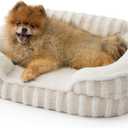 LE SURE Cute Dog Bed for Small Dogs, Orthopedic Waterproof Small Pet Beds with Sides, High Back Non-Slip Bottom and Egg-Crate Foam Puppy Couch Sofa with Washable Removable Cover, Beige(24.0"L x 18.0"W x 6.0"Th)