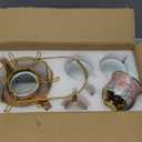 Zhehao 20 Pcs Porcelain Tea Set with Metal Holder and Spoon Adult Ceramic Tea Set European Flower Painting Teapot Cup Saucer Spoon for Women, Large Version (Pink Style)