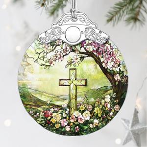 2 x Religious Ornament, Stained Glass Christmas Decorations, Christmas Ornaments for Tree, Holiday Ornament, Cross Gifts, Holiday Party Gifts, Gift Ideas & Xmas Gift