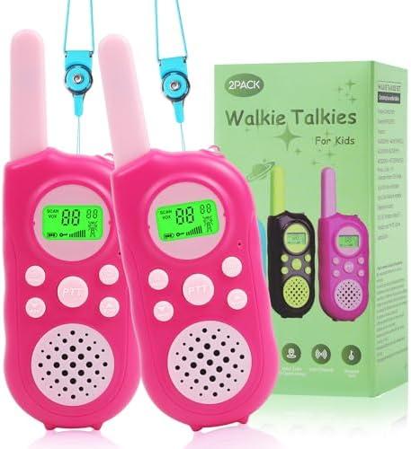 VOOPON Walkie Talkies for Kids 22 Channels Long Range 2 Way Radio Toys for 3-12 Ages with LCD Flash Light,Birthday Gifts for 4 5 6 7 8 9 Years Old Boys Girls for Camping Hiking Indoor Outdoor (Pink)