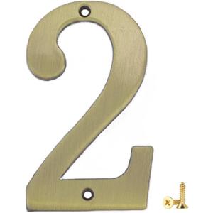 1Pcs 3Inch Metal House Numbers with M2 Screws Solid Zinc Alloy Mailbox Numbers for Outside, 3D Address Numbers for House, Apartment, Office, Hotel Room, Mailbox Signs (Bronze, No.2)