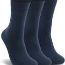 LIXIA Womens Thin Merino Wool Crew Socks Warm Breathable Winter Boot Liners Cozy Thermal Casual for Dress Trousers (One Size, 3 Pairs - Navy Blue)