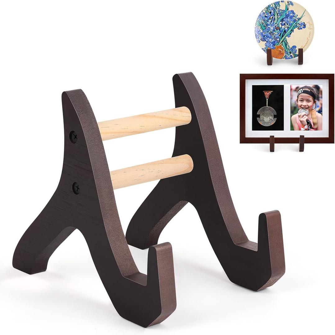Wood Plate Stand for Display, Picture Frame Easels Stand Holder for Table Top, Display Holder for Photo Decorative Plate Artwork (Medium)