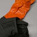 YOFANG Pet Grooming Gloves for Washing Dogs & Cats, 27.6" Extra Long Waterproof Rubber Bath Gloves, Anti-Bite Anti-Scratch Hair Removal Cat Bath Glove with Soft 3500+ Particles, Orange