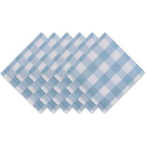 DII Buffalo Check Collection, Classic Farmhouse Cloth Napkin Set, 20x20, Light Blue & White, 6 Piece