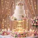 Wenqik 16 Inch Acrylic Fountain Separator Cake Stand, 2-tier Round Plates