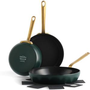 GreenPan Craft 8" 9.5" & 11" PFAS-Free Ceramic Nonstick Skillet Set, Green, 8", 9.5", & 11" Frying Pan Skillet Set