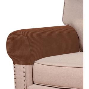 Turquoize Stretch Armrest Covers for Chairs and Sofas Couch Arm Covers for Sofa Spandex Jacquard Armrest Cover Anti-Slip Furniture Protector Armchair Slipcovers for Recliner Set of 2, Caramel
