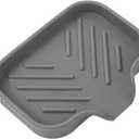 Silicone Bathroom Soap Dishes with Drain Spout-Bathroom and Kitchen Sink Organizer,Sponge Holder,Dish Soap Tray,Perfect for Dispenser,Scrubber,Bottle,Cup on Sink or Counter-Grey 4.9"3.2"