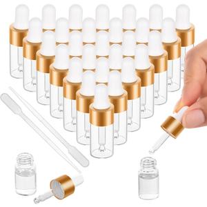 100 Pack Mini Dropper Bottle for Cuticle Oil, 3ml Small Sample Essential Oil Dropper Bottles for Travel, Clear Empty Vails for Cosmetic Perfume