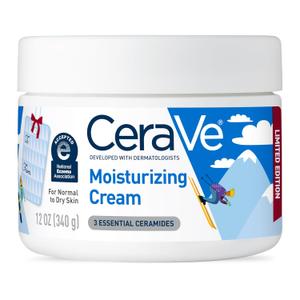CeraVe Aprs Ski Moisturizing Cream, Body and Face Moisturizer for Dry Skin, Hyaluronic Acid and Ceramides, Daily Moisturizer, Oil-Free, Fragrance Free, Non-Comedogenic, Limited Edition, 12 Ounce
