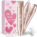 Bikini Trimmer for Women3 in 1 Electric Razor with Ceramic Blades, IPX7 Waterproof, USB Rechargeable, Painless Hair Removal for FaceBodyBikini Area, Travel Grooming Kit (Rose Gold)