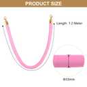 PATIKIL 4 Feet Light Pink Velvet Stanchion Rope, 2 Pack Crowd Control Barrier Rope with Snap Hooks for Posts Stands Queue Divider of Hotel Theater, Golden
