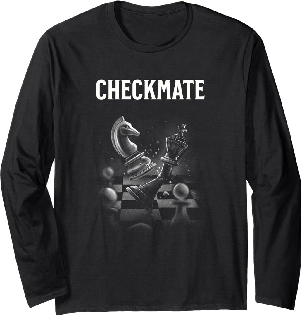 Chess Tee for Boys with Chess Pieces and Checkmate Long Sleeve T-Shirt, Smal