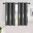 NICETOWN Grey Kitchen Blackout Short Curtain Panels for Bedroom, 45 Inch Long Thermal Insulated Grommet Top Blackout Draperies and Drapes (2 Panels, W42 x L45 -Inch, Grey)