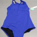 Beautikini Period Swimwear Women's One Piece Leak Proof Menstrual Bathing Suit Racerback Training Swimsuit for Teens Girls (Royal Blue)