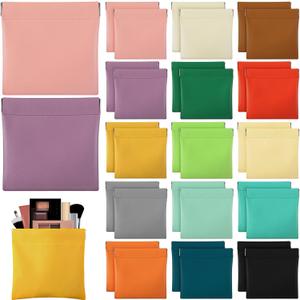 Hoolerry 30 Pcs Lambskin Pocket Cosmetic Bag Bulk Purse Waterproof Self Closing Portable Small Change Bag Makeup Pouch Holder Travel Storage for Cosmetics Headphones Jewelry