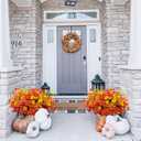 2 x 12 Bundles Artificial Fall Flowers for Outdoors Faux Plants Fake Mums Silk Flower for Outside Home Planter Window Porch Patio Front Door Decoration (Orange Yellow)