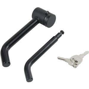 TOPTOW 63530 Trailer Hitch Receiver Lock, Right Angle Dual Pins 1/2" & 5/8" Diameter, Heavy Duty Bent Locking Pin, Black