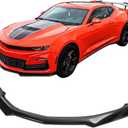 IKON MOTORSPORTS, Front Bumper Lip Compatible with 2016-2024 Chevy Camaro, 1LE Style Gloss Black Front Air Chin Dam Bodykit Underbody Lip Spoiler Splitter ABS Plastic