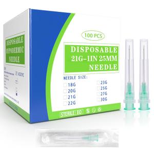 3 x 100 Pack 21ga Luer Lock Needle with Cap, 1Inch Dispensing Tools for Liquid Measuring, Refilling Inks, Individually Wrapped