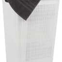 Mind Reader 60L Slim Laundry Hamper, Clothes Basket, Lid, Linen Design, Plastic, 18.25L x 14.25W x 23.5H, White