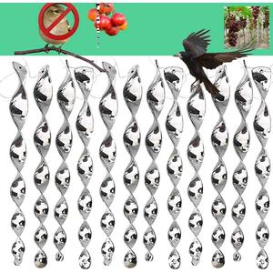 30 PC Package -Repellent Reflective Ornamental Spiral Deterrent to Keep Birds Away. Hanging Wind Twisting Scare Bird Rods Deflectors Decoys. Decorative Bird Deterrent to Protect Home and Garden