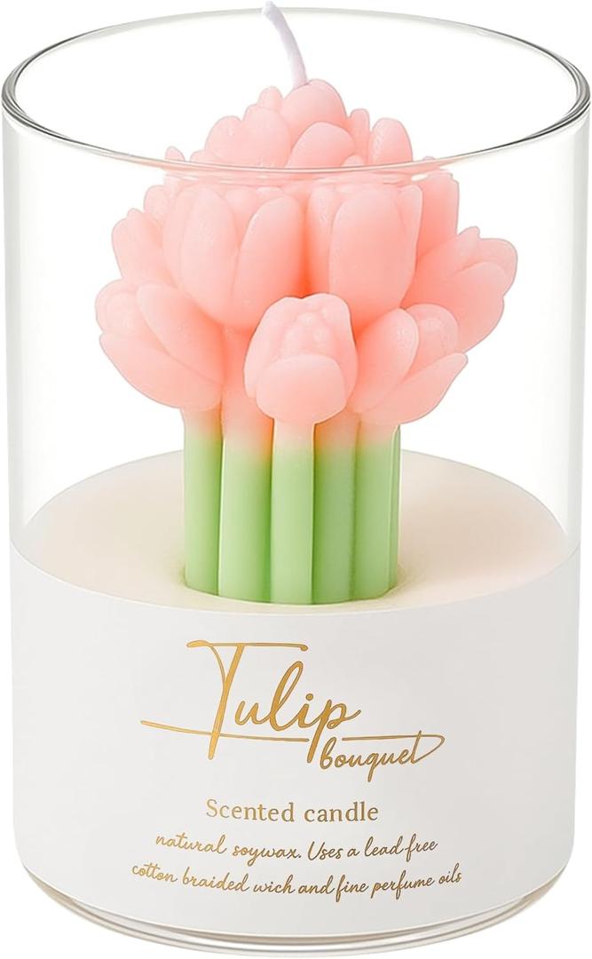 Orange Flower Shape Soy Wax Scented Candles 100% Natural Soy Wax | Relaxing Aromatherapy Candle | Housewarming Gift for Women & Men | Decoration Table Candles | Warm & Decorative Candles