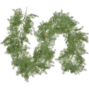 Pine Garland Christmas Decoration Clearance, 6ft Christmas Greenery Garlands Realistic Cypress Leaves Cedar Garland for Holiday Mantel Fireplace Table Centerpiece Decor