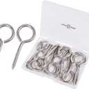 SHONAN 2.5" Stainless Steel Eye Screws for Wood, 18 Pcs Screw Eye Hooks Eye Bolt Hooks, Eye Screw Hooks for Indoor Outdoor Use, 55 Lbs Capacity