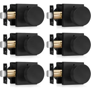 Haidms Matte Black Door Knobs Interior Privacy, Heavy Duty Square Black Interior Door Knobs for Bedroom, Zinc Alloy Privacy Door Knob Bathroom (6 Pack)