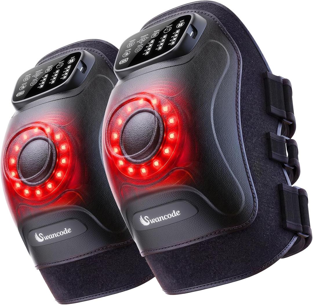 Knee Massager with Heat, Portable & Cordless Massager with 5000 mAh Built-in Battery and Vibration Massage, Knee Support for Home & Office Use, for Seniors & Athletes (2pcs)