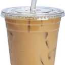 GUSTO Clear Plastic Cups with Flat Lids [16 oz - 100 Count] - Disposable Iced Coffee Cups with Lids - PET Plastic Cold Cups for Smoothies, Juices & To-Go Drinks - Formerly Comfy Package