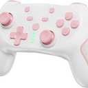 Pink And White Controller With Charging Cable