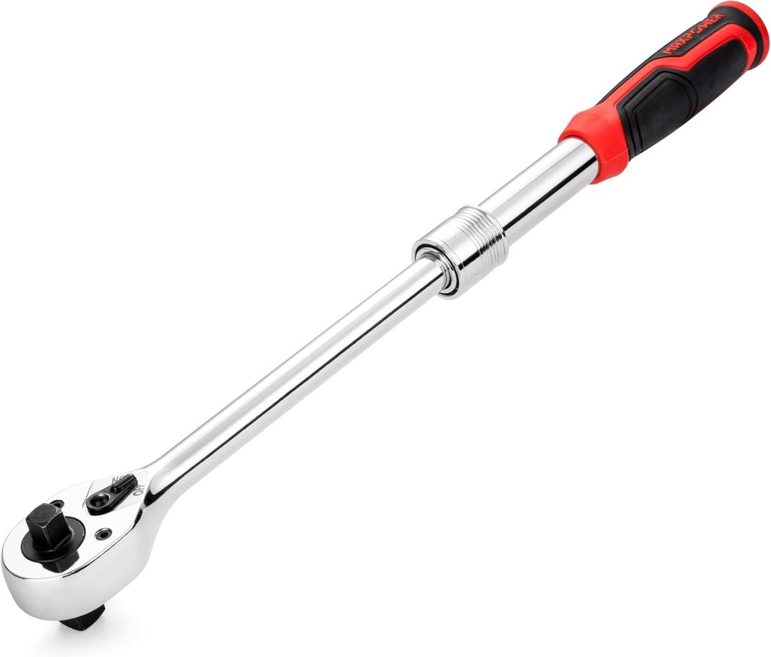 MAXPOWER Extendable Ratchet Wrench, 1/2" & 3/8" Dual Drive Ratchet Handle, Quick Release 72-Tooth Reversible Ratcheting, Extendable Handle 10.8" to 16.4"